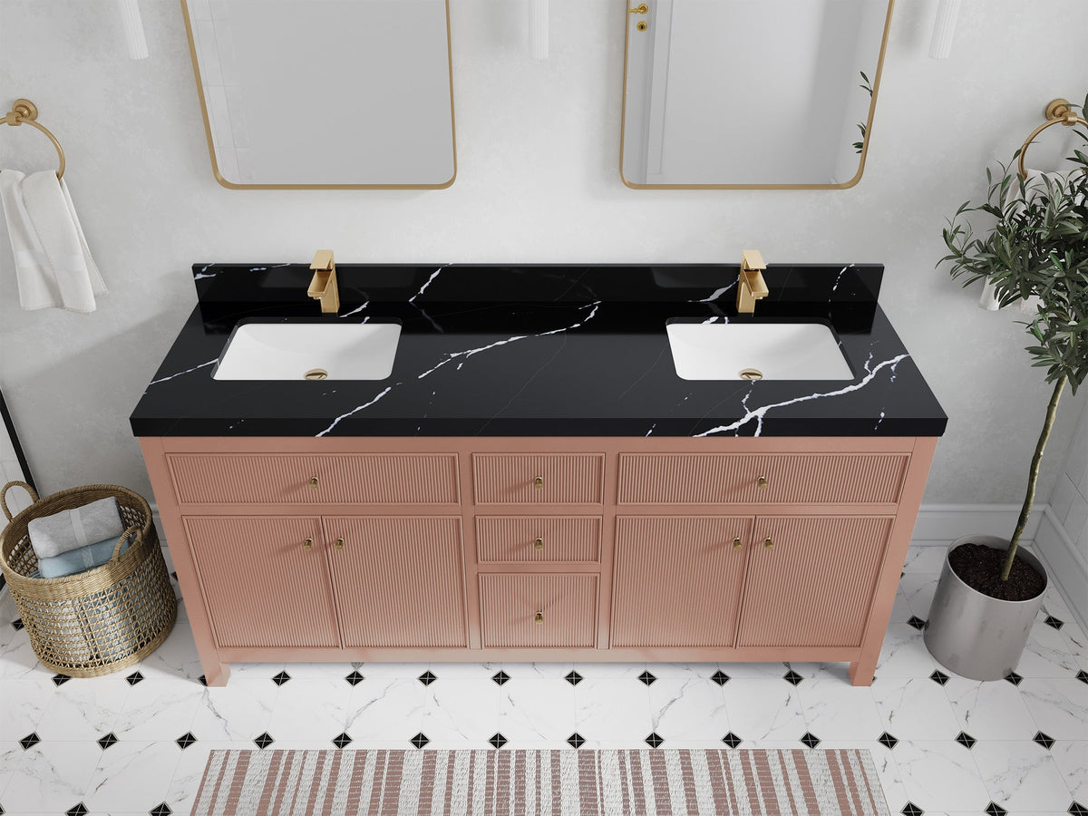 Sonoma 72 in W x 22 in D Free Standing Reeded Double Sink Bathroom Vanity