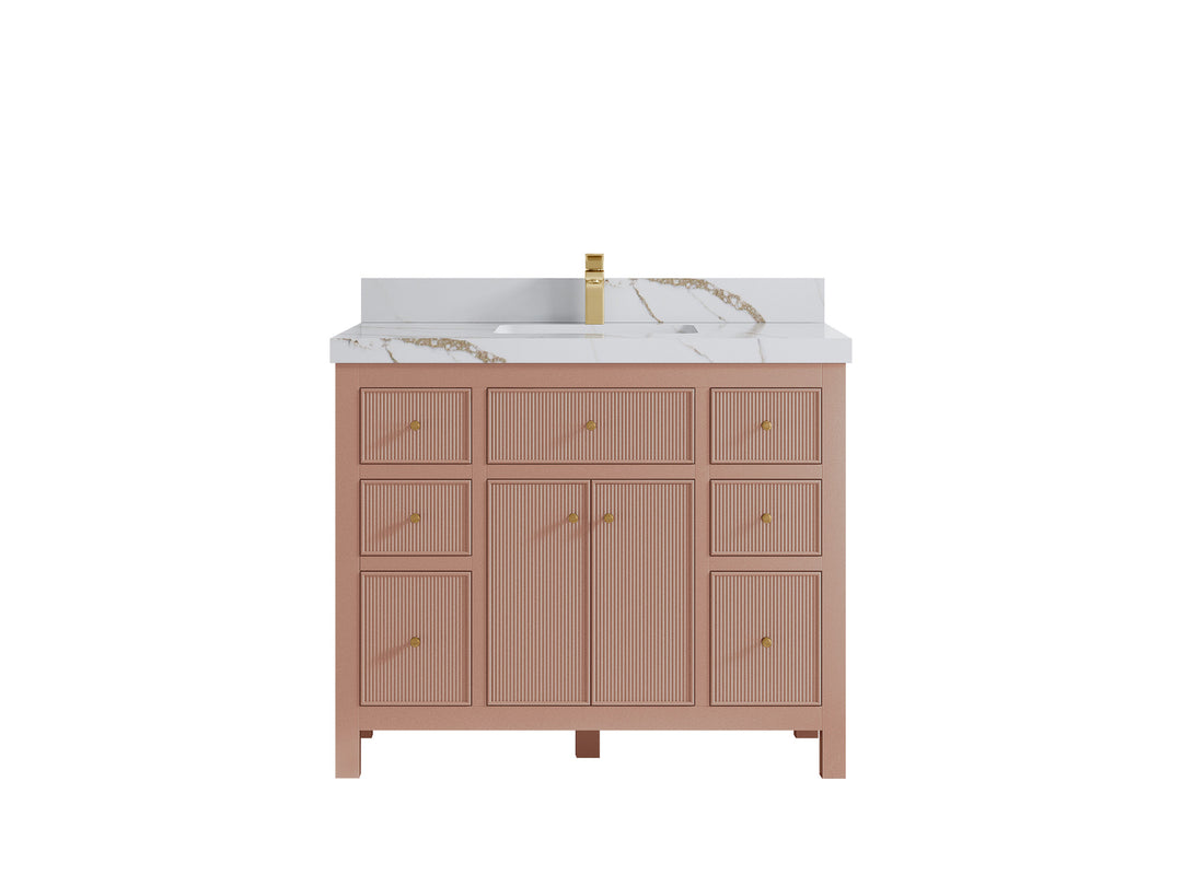 Sonoma 42 in. W x 22 in. D Single Sink Bathroom Vanity in Warm Terracotta with 2 in. Calacatta Gold Quartz Countertop