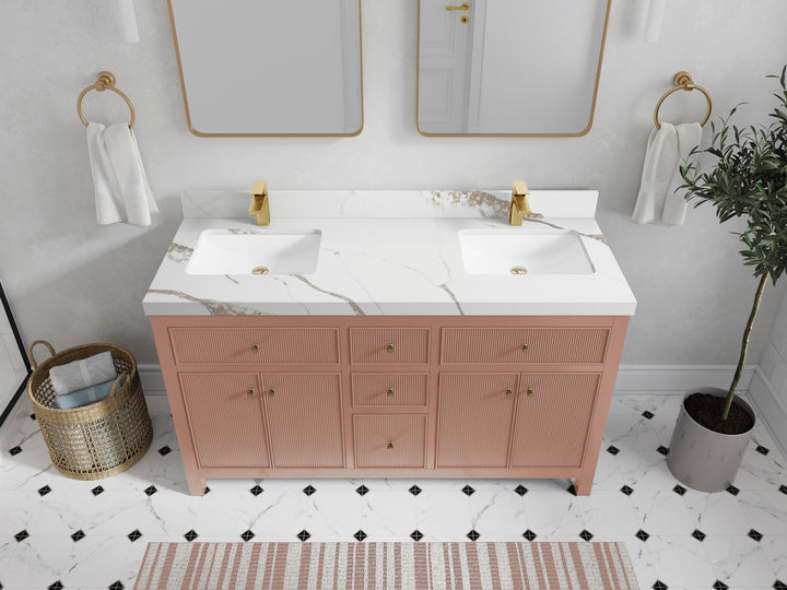Sonoma 60 in W x 22 in D Free Standing Reeded Double Sink Bathroom Vanity - photo 10