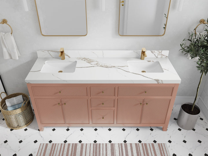 Sonoma 72 in W x 22 in D Free Standing Reeded Double Sink Bathroom Vanity - photo 10