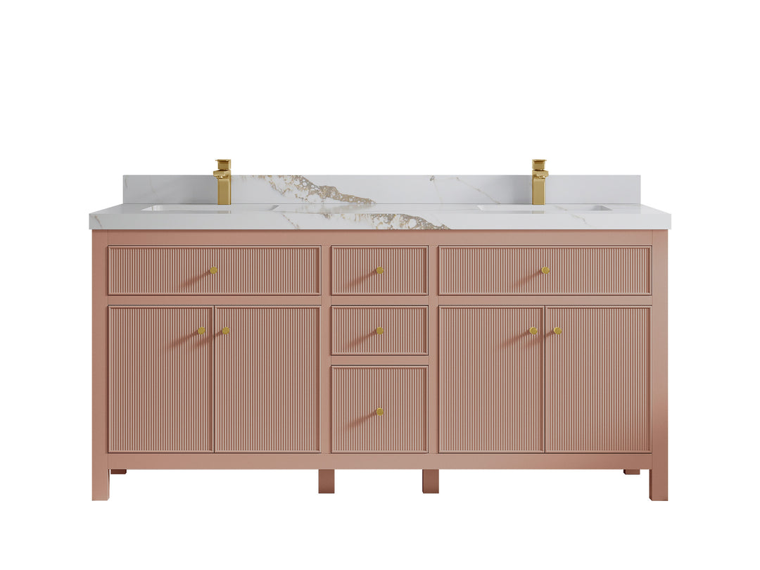Sonoma 72 in W x 22 in D Free Standing Reeded Double Sink Bathroom Vanity
