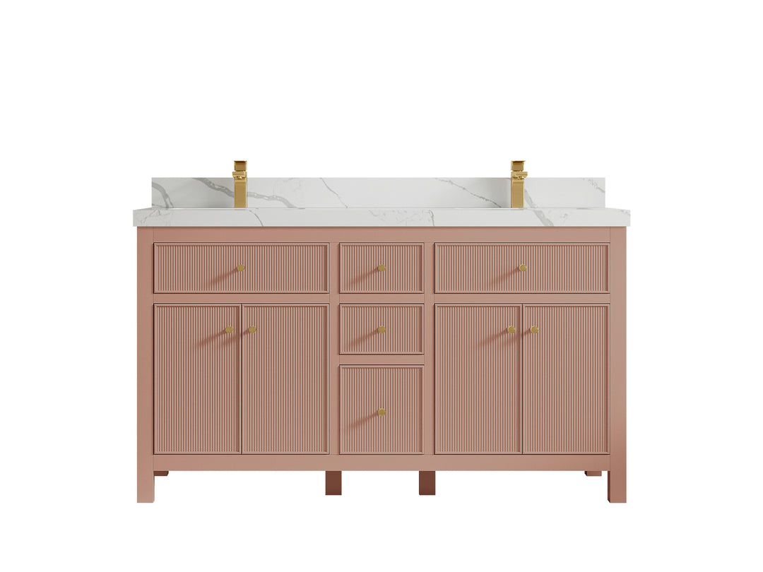 Sonoma 60 in W x 22 in D Free Standing Reeded Double Sink Bathroom Vanity
