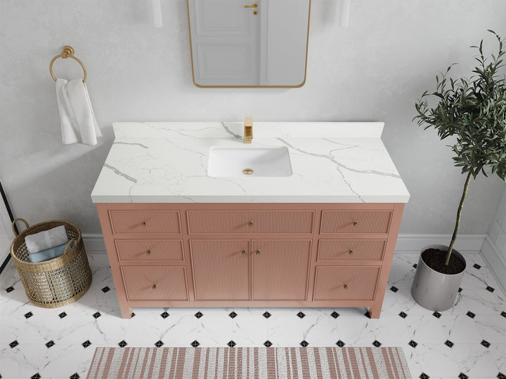 Sonoma 60 in W x 22 in D Free Standing Reeded Single Sink Bathroom Vanity - photo 13