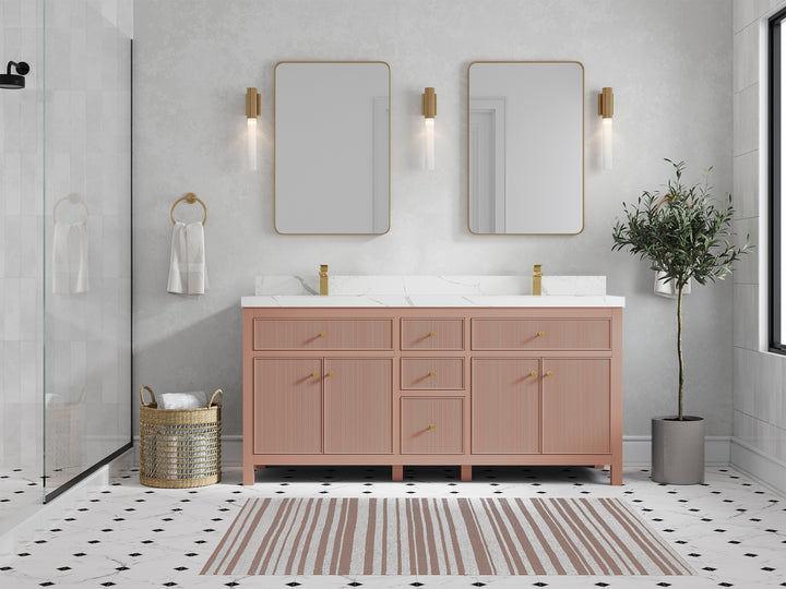 Sonoma 72 in W x 22 in D Free Standing Reeded Double Sink Bathroom Vanity - photo 4