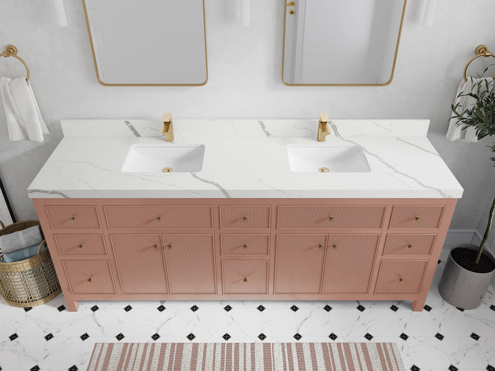 Sonoma 84 in W x 22 in D Free Standing Reeded Double Sink Bathroom Vanity - photo 12