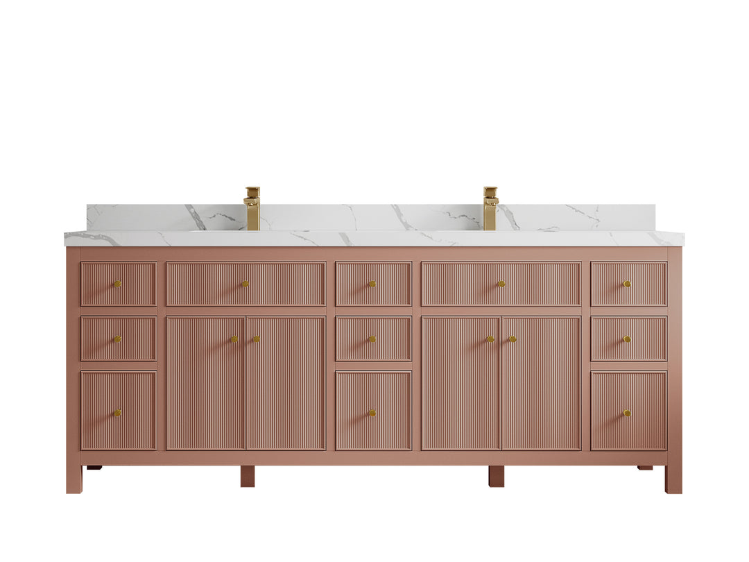 Sonoma 84 in W x 22 in D Free Standing Reeded Double Sink Bathroom Vanity