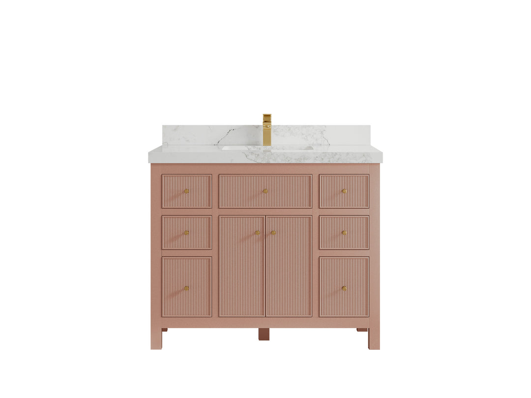 Sonoma 42 in. W x 22 in. D Single Sink Bathroom Vanity in Warm Terracotta with 2 in. Calacatta Nuvo Quartz Countertop
