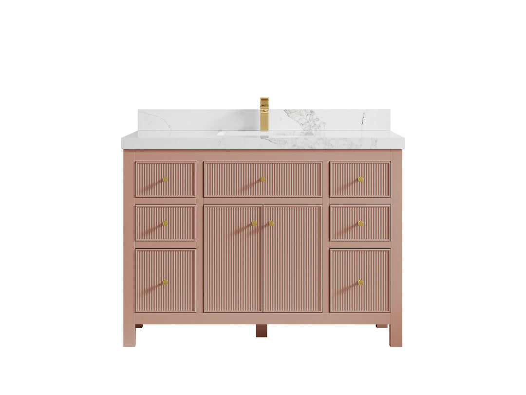 Sonoma 48 in. W x 22 in. D Single Sink Bathroom Vanity in Warm Terracotta with 2 in. Calacatta Nuvo Quartz Countertop