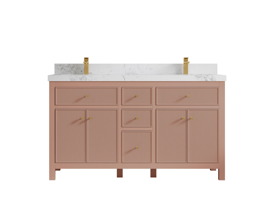 Sonoma 60 in W x 22 in D Free Standing Reeded Double Sink Bathroom Vanity