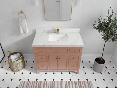 Sonoma 42 in. W x 22 in. D Single Sink Bathroom Vanity in Warm Terracotta with 2 in. Calacatta Sienna Quartz Countertop - Top View