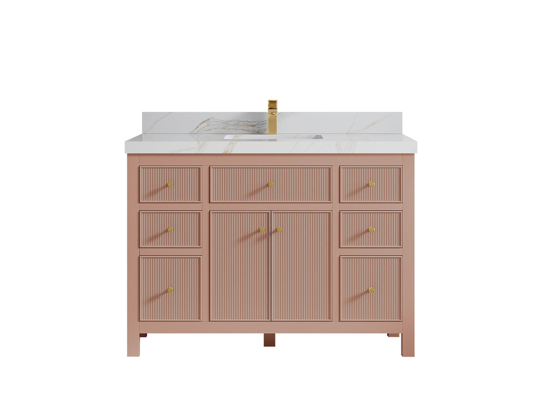 Sonoma 48 in. W x 22 in. D Single Sink Bathroom Vanity in Warm Terracotta with 2 in. Calacatta Sienna Quartz Countertop