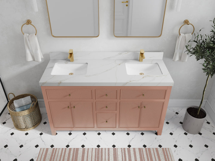 Sonoma 60 in W x 22 in D Free Standing Reeded Double Sink Bathroom Vanity - photo 16