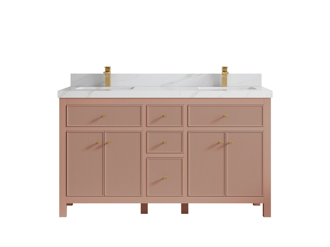 Sonoma 60 in W x 22 in D Free Standing Reeded Double Sink Bathroom Vanity