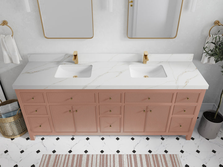 Sonoma 84 in W x 22 in D Free Standing Reeded Double Sink Bathroom Vanity - photo 16