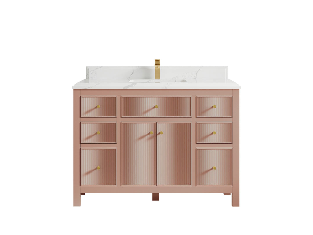 Sonoma 48 in. W x 22 in. D Single Sink Bathroom Vanity in Warm Terracotta with Double Cove Edge 1.5 in Calacatta Laza Quartz Countertop