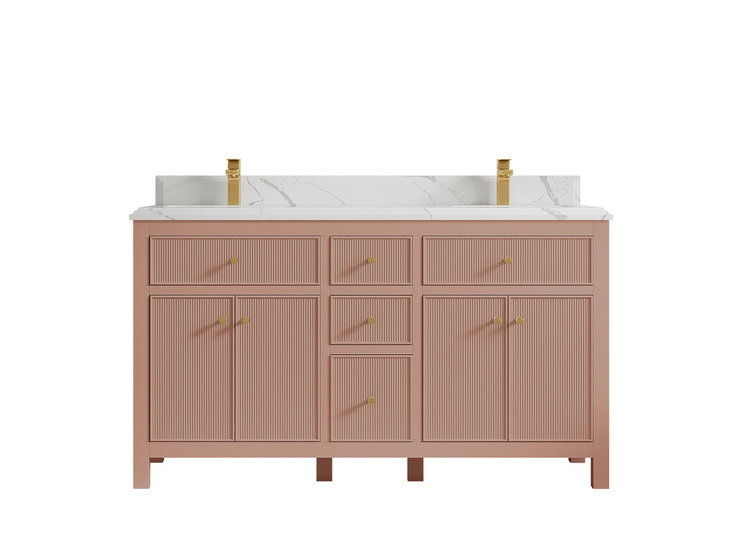 Sonoma 60 in W x 22 in D Free Standing Reeded Double Sink Bathroom Vanity