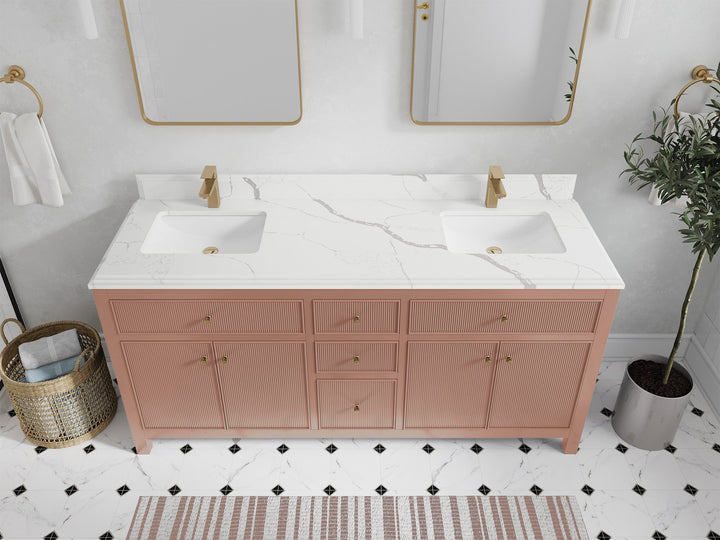 Sonoma 72 in W x 22 in D Free Standing Reeded Double Sink Bathroom Vanity - photo 22