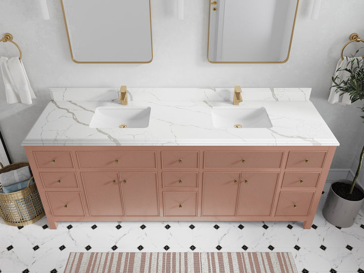 Sonoma 84 in W x 22 in D Free Standing Reeded Double Sink Bathroom Vanity - photo 22