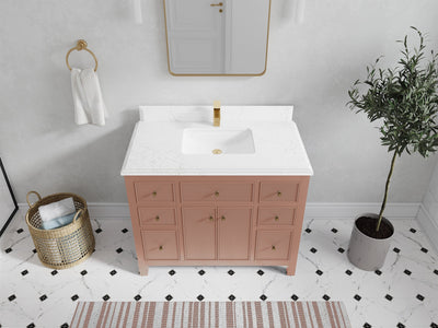 Sonoma 42 in. W x 22 in. D Single Sink Bathroom Vanity in Warm Terracotta with Double Cove Edge 1.5 in Empira White Quartz Countertop - Top View