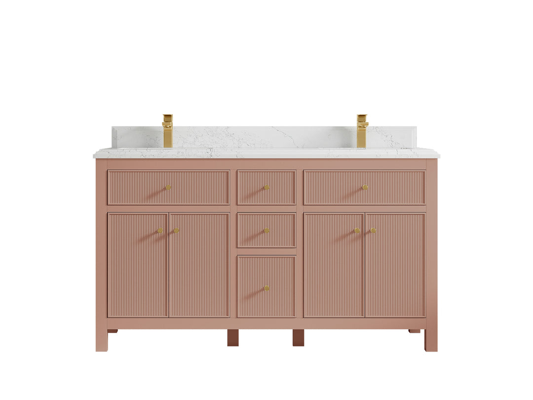 Sonoma 60 in W x 22 in D Free Standing Reeded Double Sink Bathroom Vanity