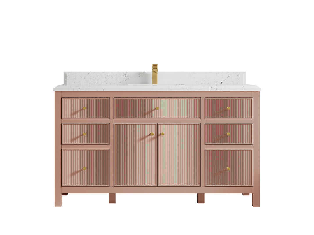 Sonoma 60 in W x 22 in D Free Standing Reeded Single Sink Bathroom Vanity