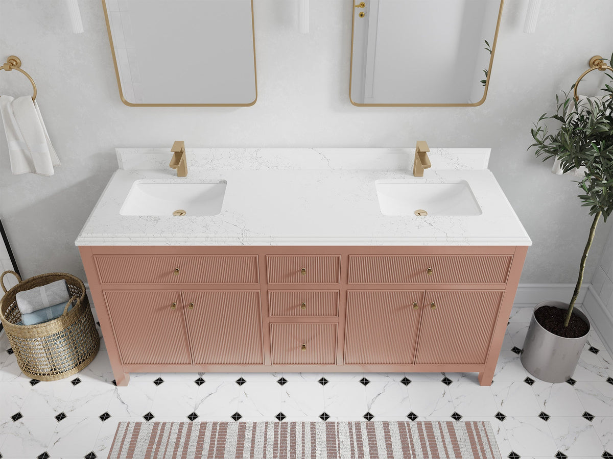 Sonoma 72 in W x 22 in D Free Standing Reeded Double Sink Bathroom Vanity