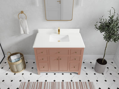 Sonoma 42 in. W x 22 in. D Single Sink Bathroom Vanity in Warm Terracotta with Double Cove Edge 1.5 in White Quartz Countertop - Top View