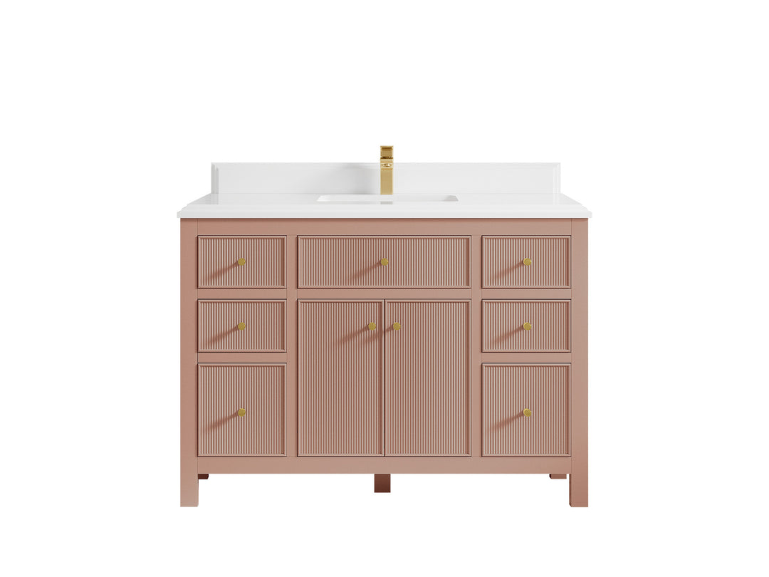 Sonoma 48 in. W x 22 in. D Single Sink Bathroom Vanity in Warm Terracotta with Double Cove Edge 1.5 in White Quartz Countertop