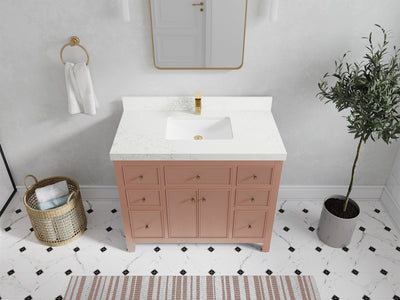 Sonoma 42 in. W x 22 in. D Single Sink Bathroom Vanity in Warm Terracotta with 2 in. Empira White Quartz Countertop - Top View