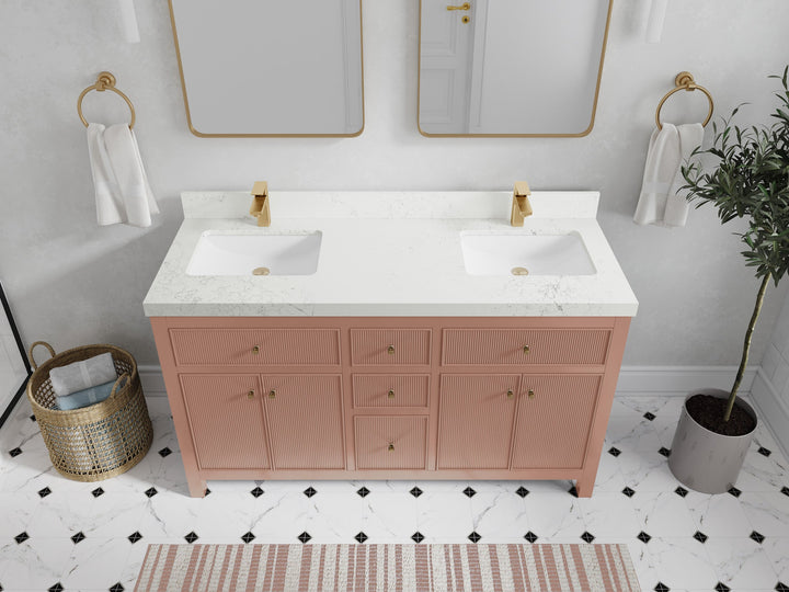 Sonoma 60 in W x 22 in D Free Standing Reeded Double Sink Bathroom Vanity - photo 28