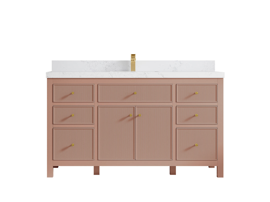 Sonoma 60 in W x 22 in D Free Standing Reeded Single Sink Bathroom Vanity