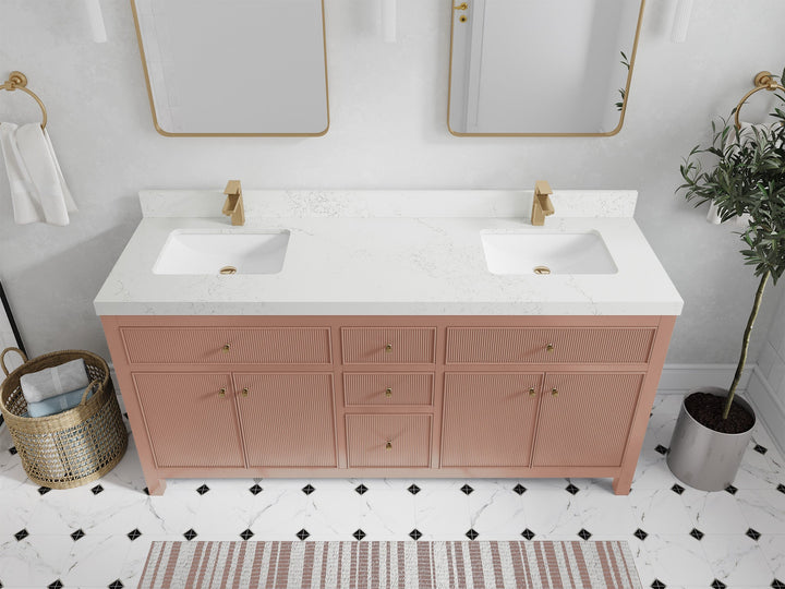 Sonoma 72 in W x 22 in D Free Standing Reeded Double Sink Bathroom Vanity - photo 28