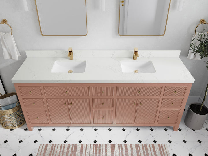 Sonoma 84 in W x 22 in D Free Standing Reeded Double Sink Bathroom Vanity - photo 28