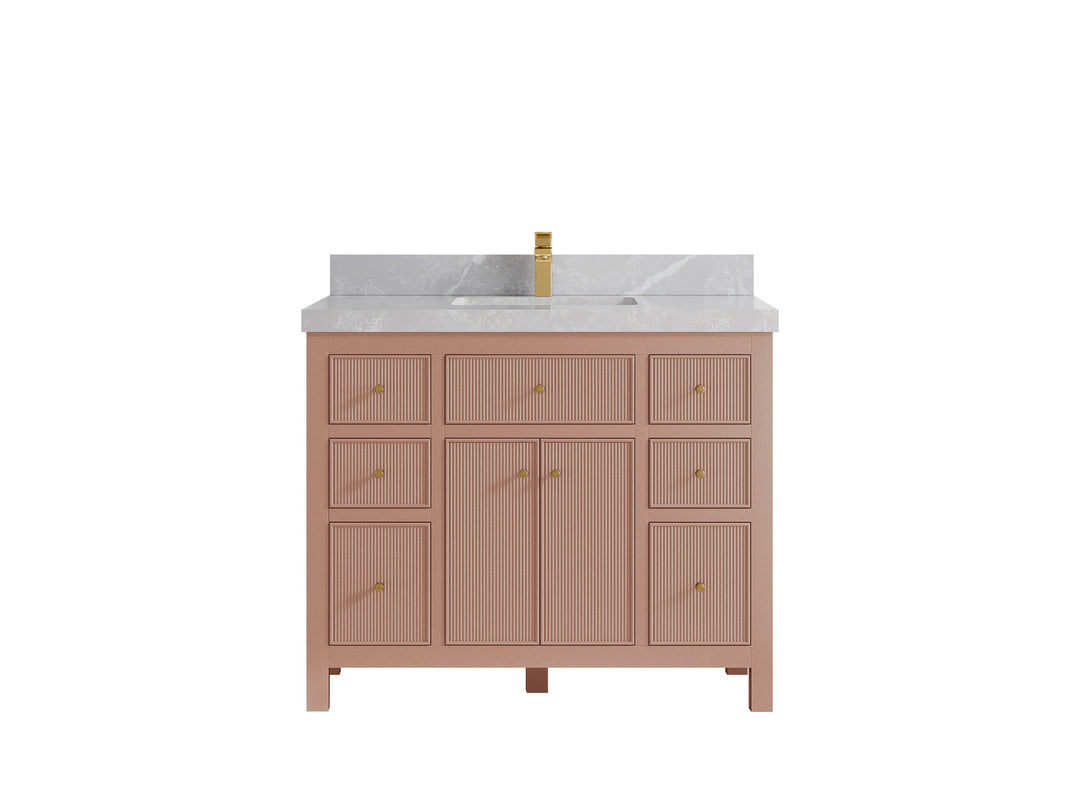 Sonoma 42 in. W x 22 in. D Single Sink Bathroom Vanity in Warm Terracotta with 2 in. Pearl Light Gray Quartz Countertop