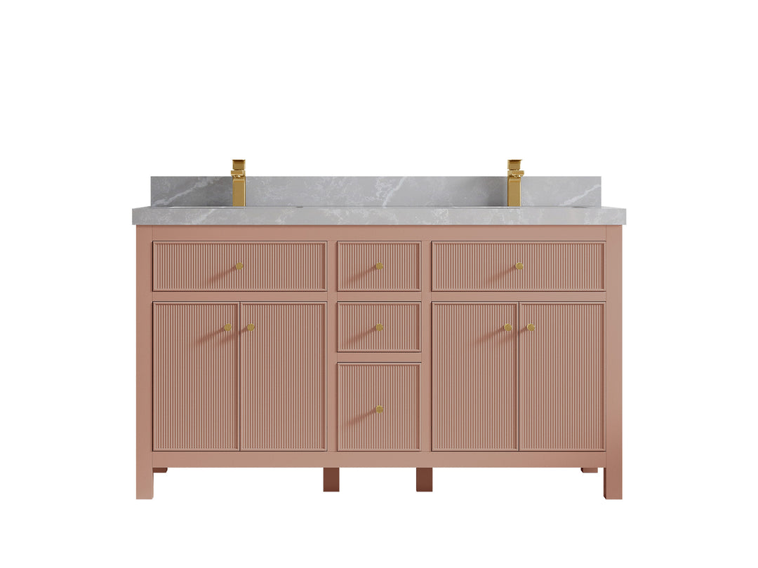 Sonoma 60 in W x 22 in D Free Standing Reeded Double Sink Bathroom Vanity