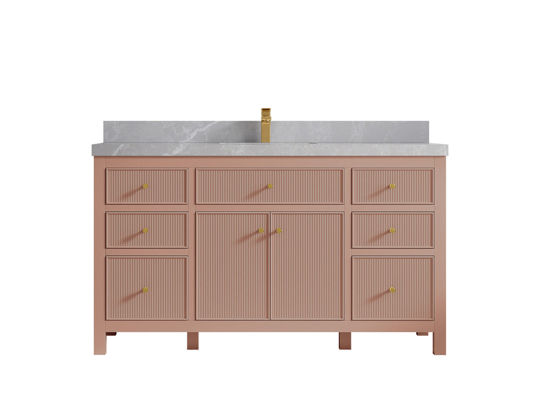 Sonoma 60 in W x 22 in D Free Standing Reeded Single Sink Bathroom Vanity