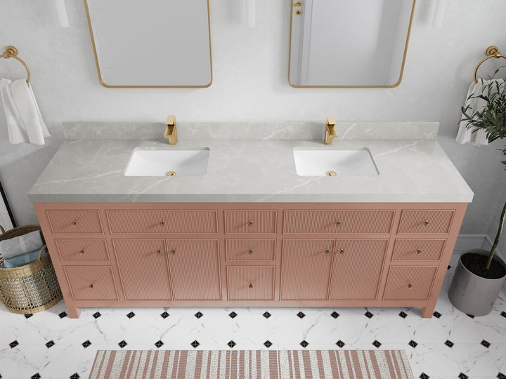Sonoma 84 in W x 22 in D Free Standing Reeded Double Sink Bathroom Vanity - photo 30