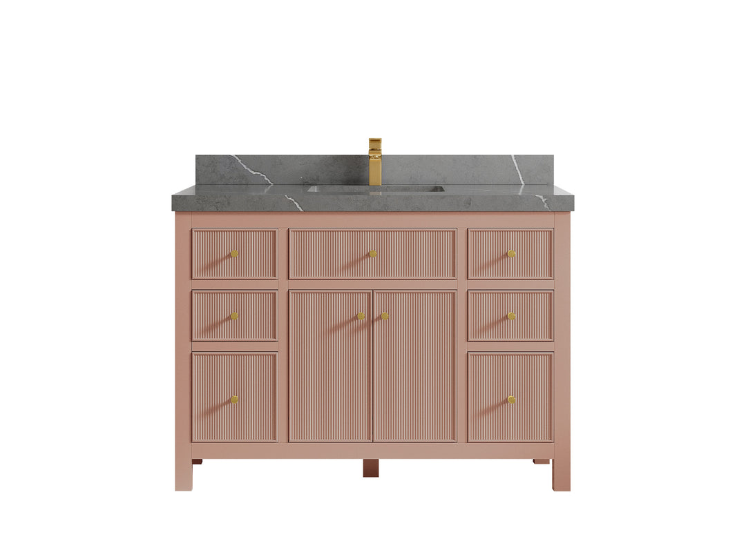 Sonoma 48 in. W x 22 in. D Single Sink Bathroom Vanity in Warm Terracotta with 2 in. Piatra Gray Quartz Countertop