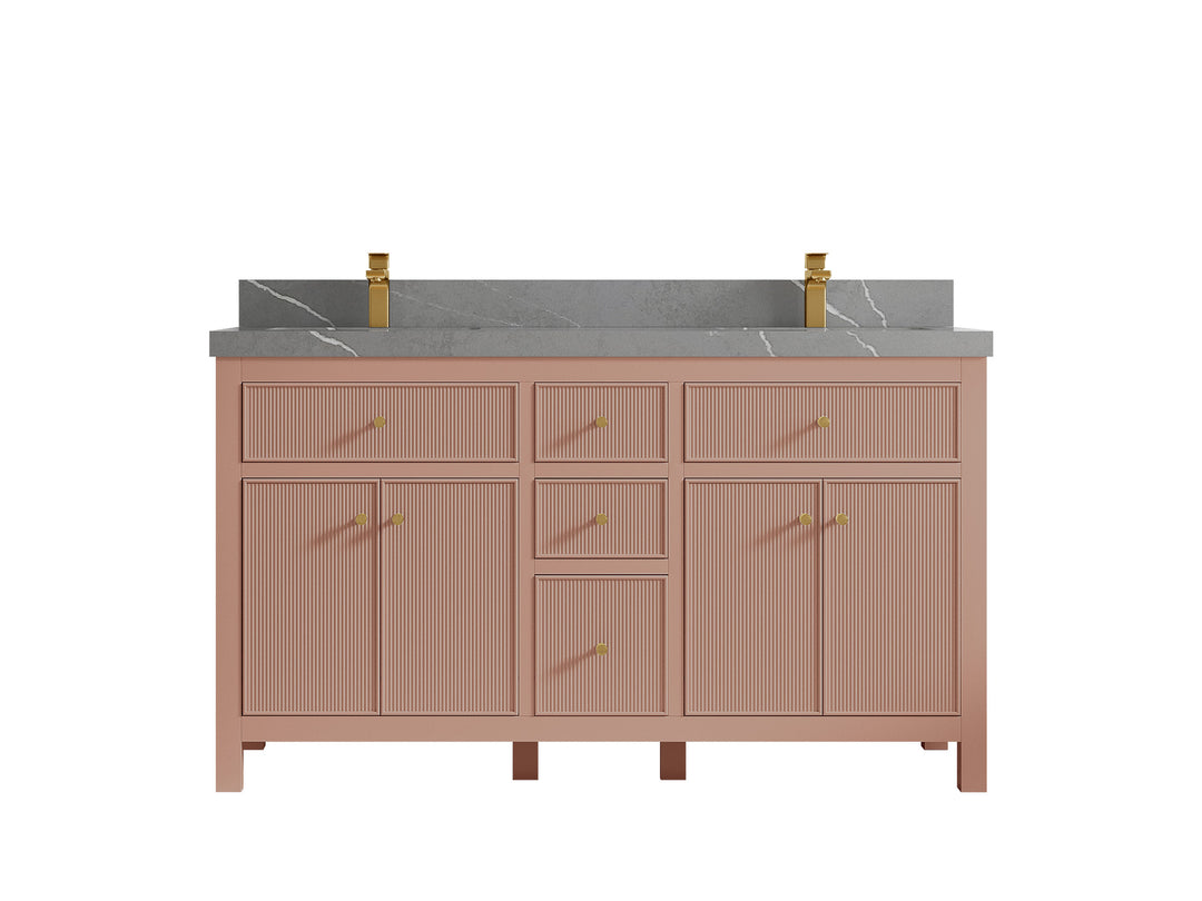 Sonoma 60 in W x 22 in D Free Standing Reeded Double Sink Bathroom Vanity