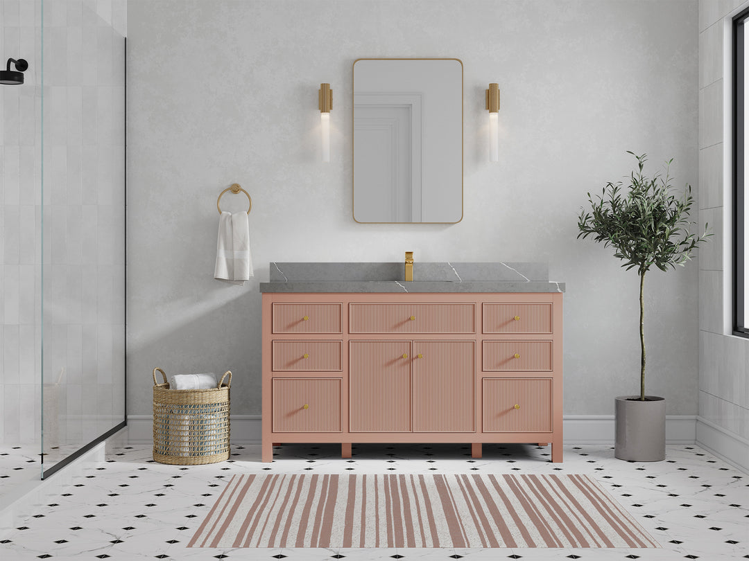 Sonoma 60 in W x 22 in D Free Standing Reeded Single Sink Bathroom Vanity