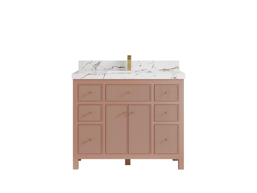 Sonoma 42 in. W x 22 in. D Single Sink Bathroom Vanity in Warm Terracotta with 2 in. Viola Brown Quartz Countertop