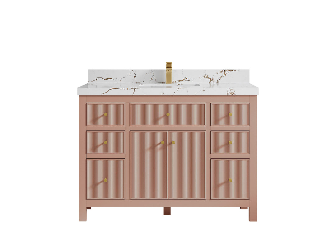 Sonoma 48 in. W x 22 in. D Single Sink Bathroom Vanity in Warm Terracotta with 2 in. Viola Brown Quartz Countertop
