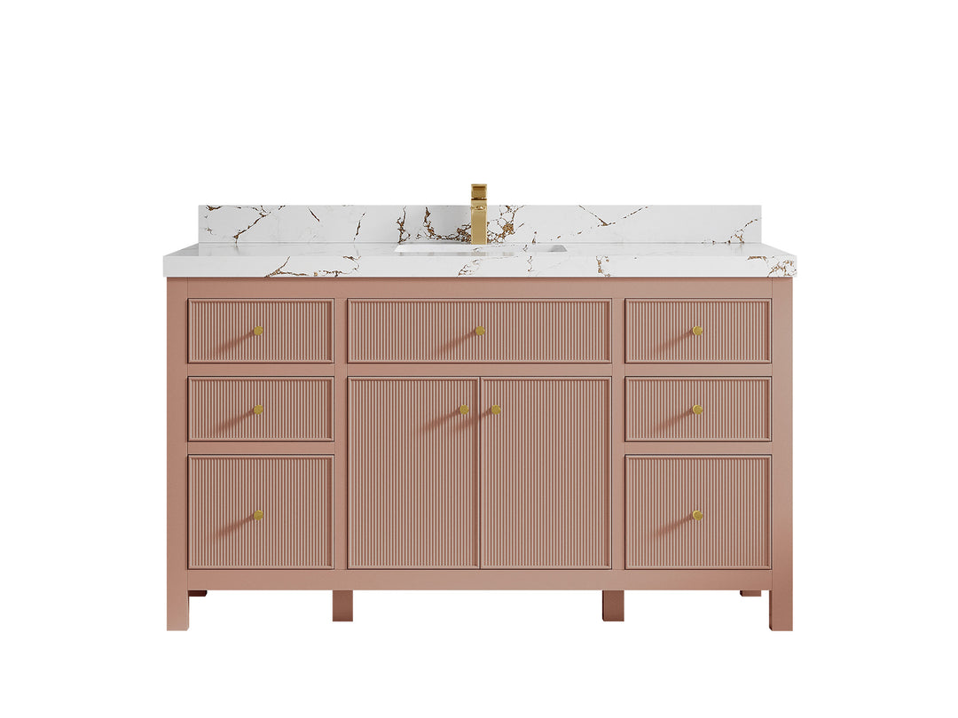 Sonoma 60 in W x 22 in D Free Standing Reeded Single Sink Bathroom Vanity
