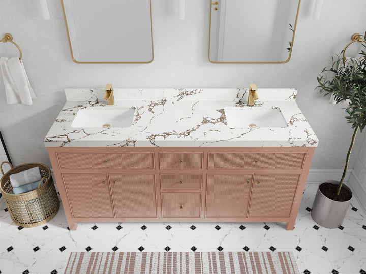 Sonoma 72 in W x 22 in D Free Standing Reeded Double Sink Bathroom Vanity - photo 34