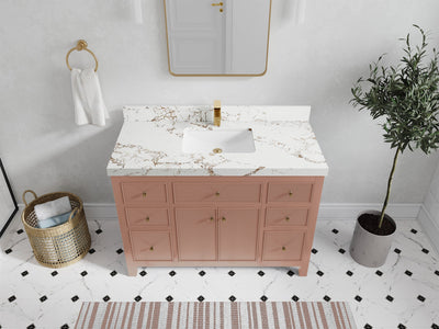 Sonoma 48 in. W x 22 in. D Single Sink Bathroom Vanity in Warm Terracotta with 2 in. Viola Gold Quartz Countertop - Top View