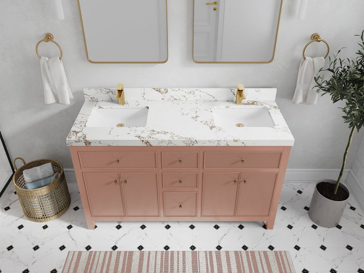 Sonoma 60 in W x 22 in D Free Standing Reeded Double Sink Bathroom Vanity - photo 36