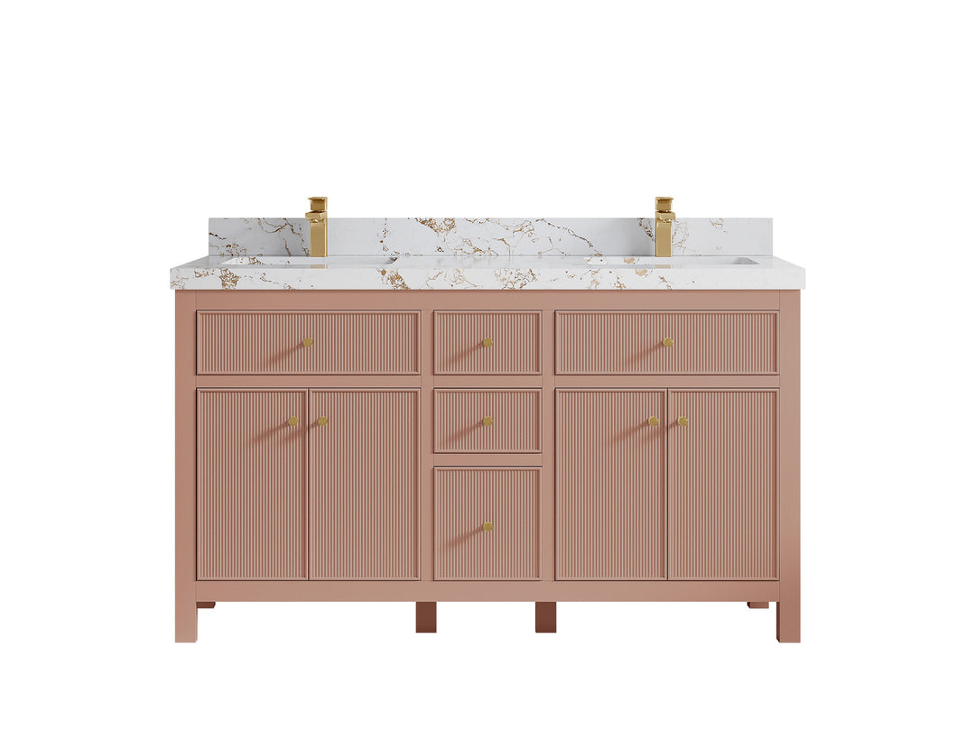 Sonoma 60 in W x 22 in D Free Standing Reeded Double Sink Bathroom Vanity