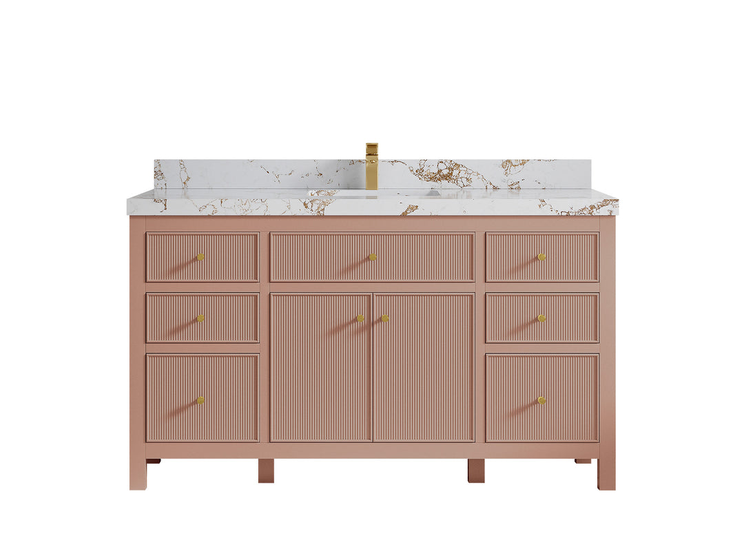 Sonoma 60 in W x 22 in D Free Standing Reeded Single Sink Bathroom Vanity