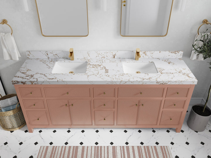 Sonoma 84 in W x 22 in D Free Standing Reeded Double Sink Bathroom Vanity - photo 36