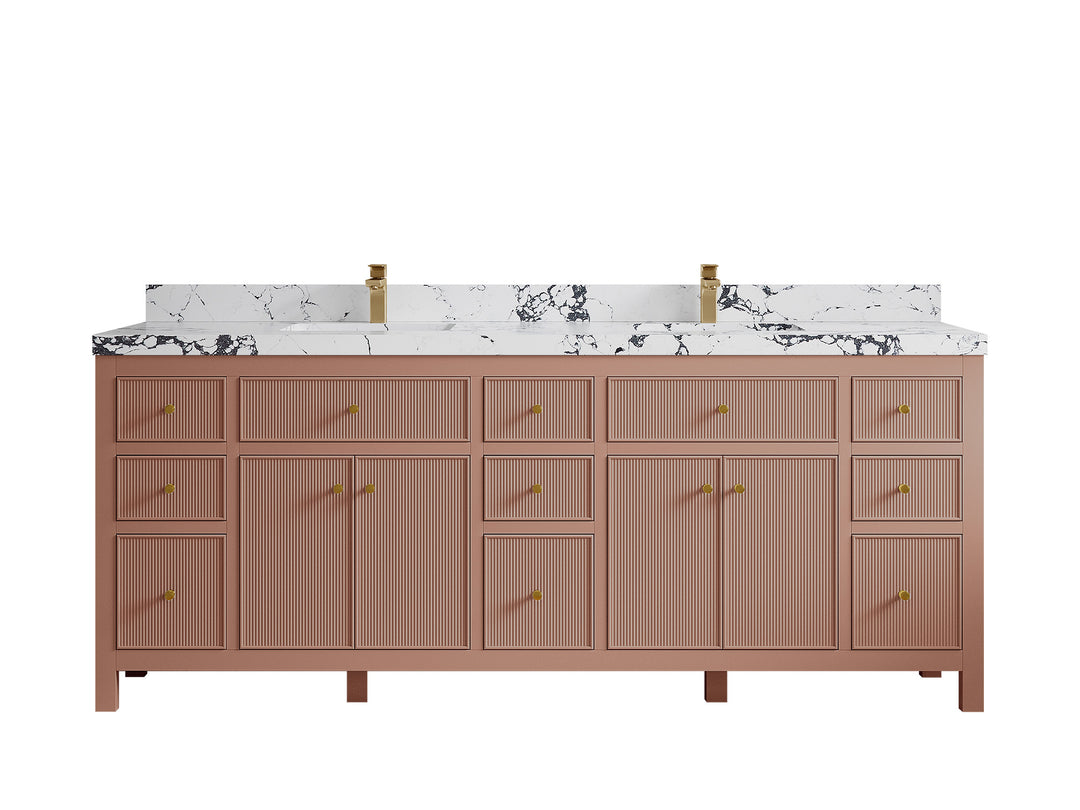 Sonoma 84 in W x 22 in D Free Standing Reeded Double Sink Bathroom Vanity